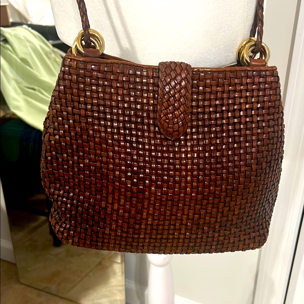 Elegant Brown Woven Handbag